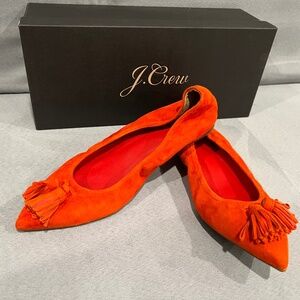 J. Crew Lottie Tassel Flats, Size 7, Ripe Papaya